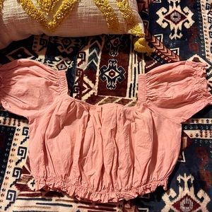 Pink off shoulder cropped top